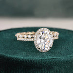 Load image into Gallery viewer, Elegant Oval Halo Moissanite Bridal Wedding Ring Set USA