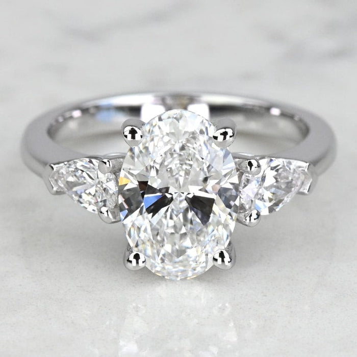 1.75 CT Oval Cut Lab Grown Diamond Three Stone Engagement Ring Mapple Gems