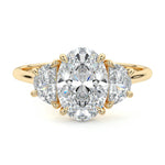 Load image into Gallery viewer, 2.50 CT Oval Cut Lab Grown Diamond Three Stone Engagement Ring Mapple Gems
