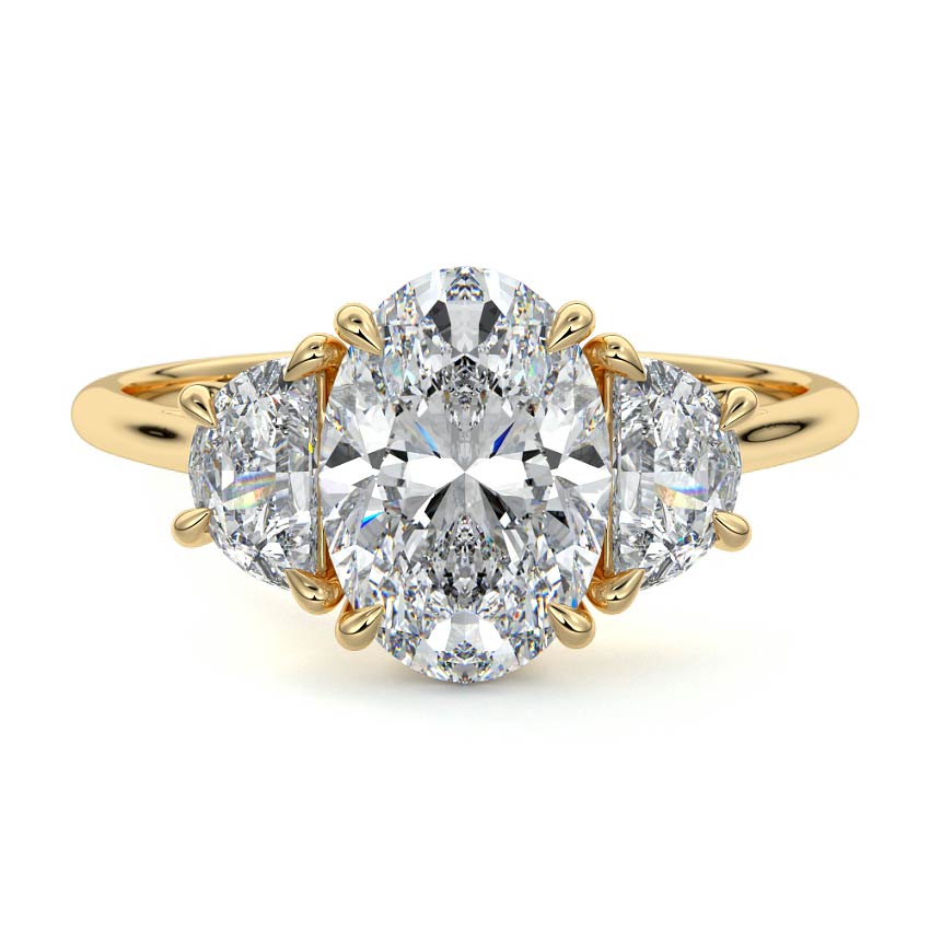 2.50 CT Oval Cut Lab Grown Diamond Three Stone Engagement Ring Mapple Gems