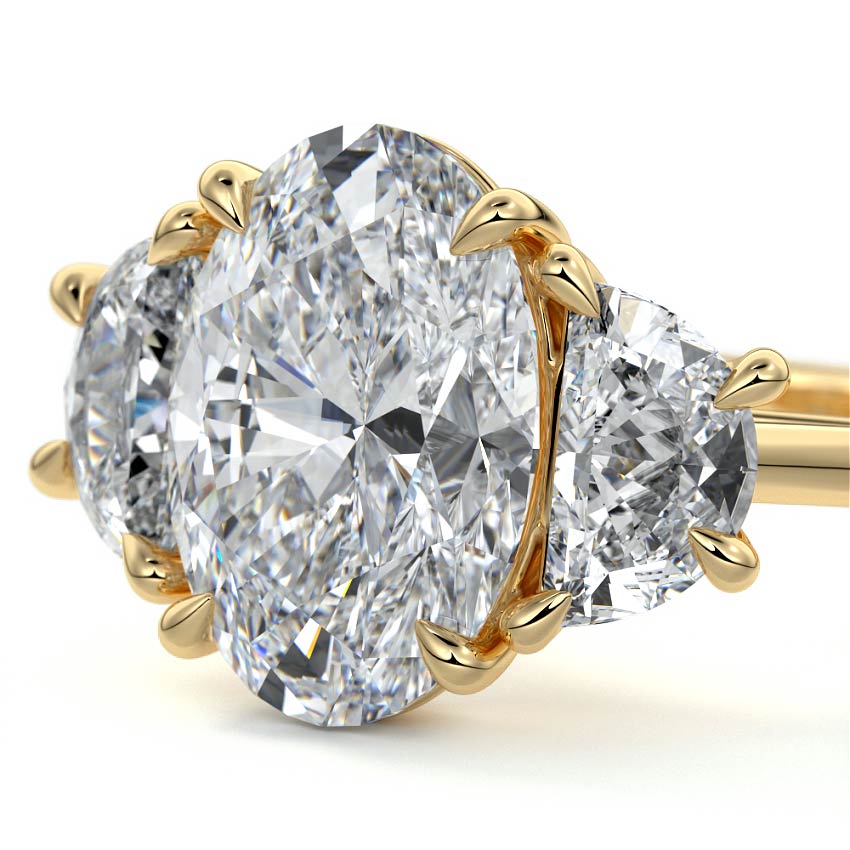 2.50 CT Oval Cut Lab Grown Diamond Three Stone Engagement Ring Mapple Gems
