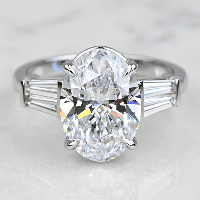 2.50 CT Oval Cut Lab Grown Diamond Three Stone Engagement Ring Mapple Gems