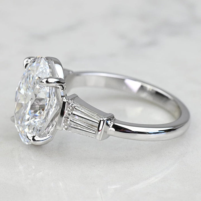 2.50 CT Oval Cut Lab Grown Diamond Three Stone Engagement Ring Mapple Gems
