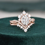 Load image into Gallery viewer, Oval Cut Moissanite Engagement Ring with Matching Wedding Band