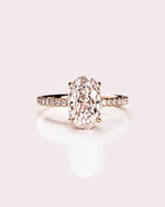 Load image into Gallery viewer, Oval Cut Moissanite Hidden Halo Engagement Ring