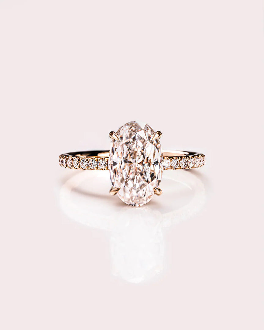 Oval Cut Moissanite Hidden Halo Engagement Ring