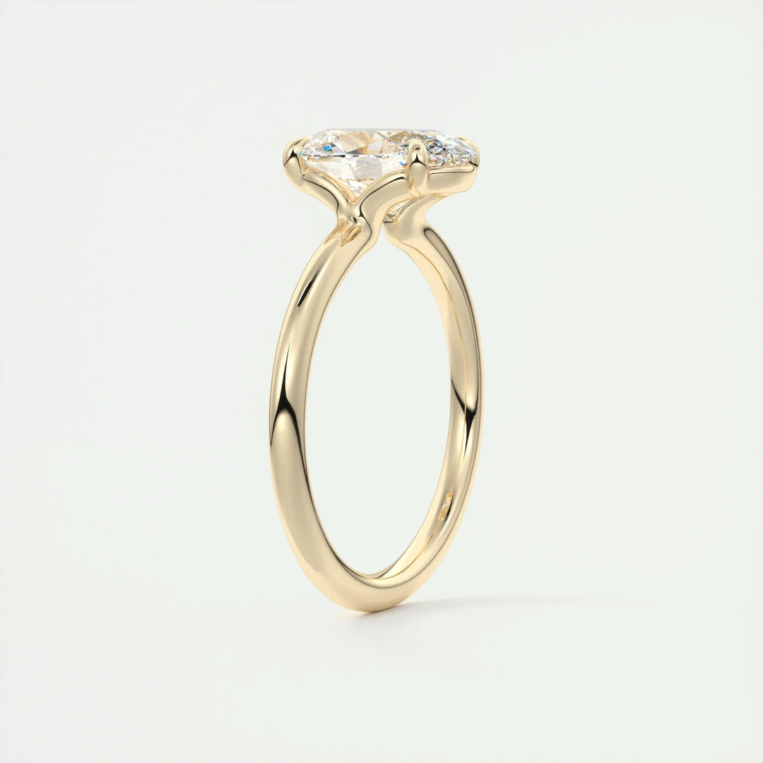 Solid Gold Oval Solitaire Ring
