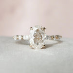 Load image into Gallery viewer, Oval Cut Moissanite Cluster Engagement Ring with Side Stones
