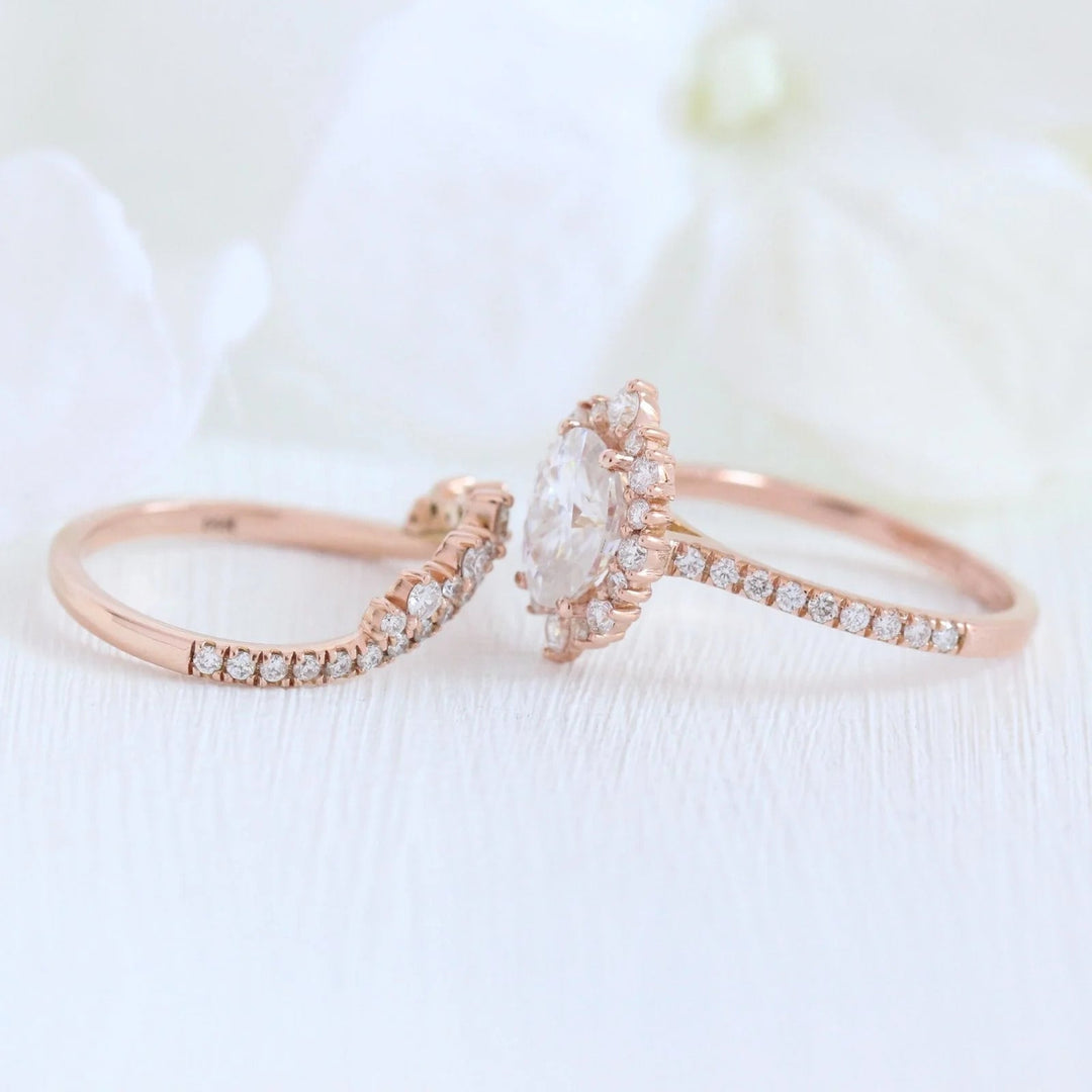 Royal Inspired Tiara Halo Oval Cut Moissanite Bridal Jewelry