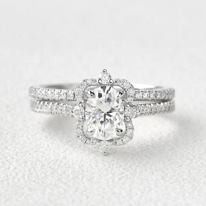 Oval Cut Moissanite Wedding Bridal Ring Set Mapple Gems