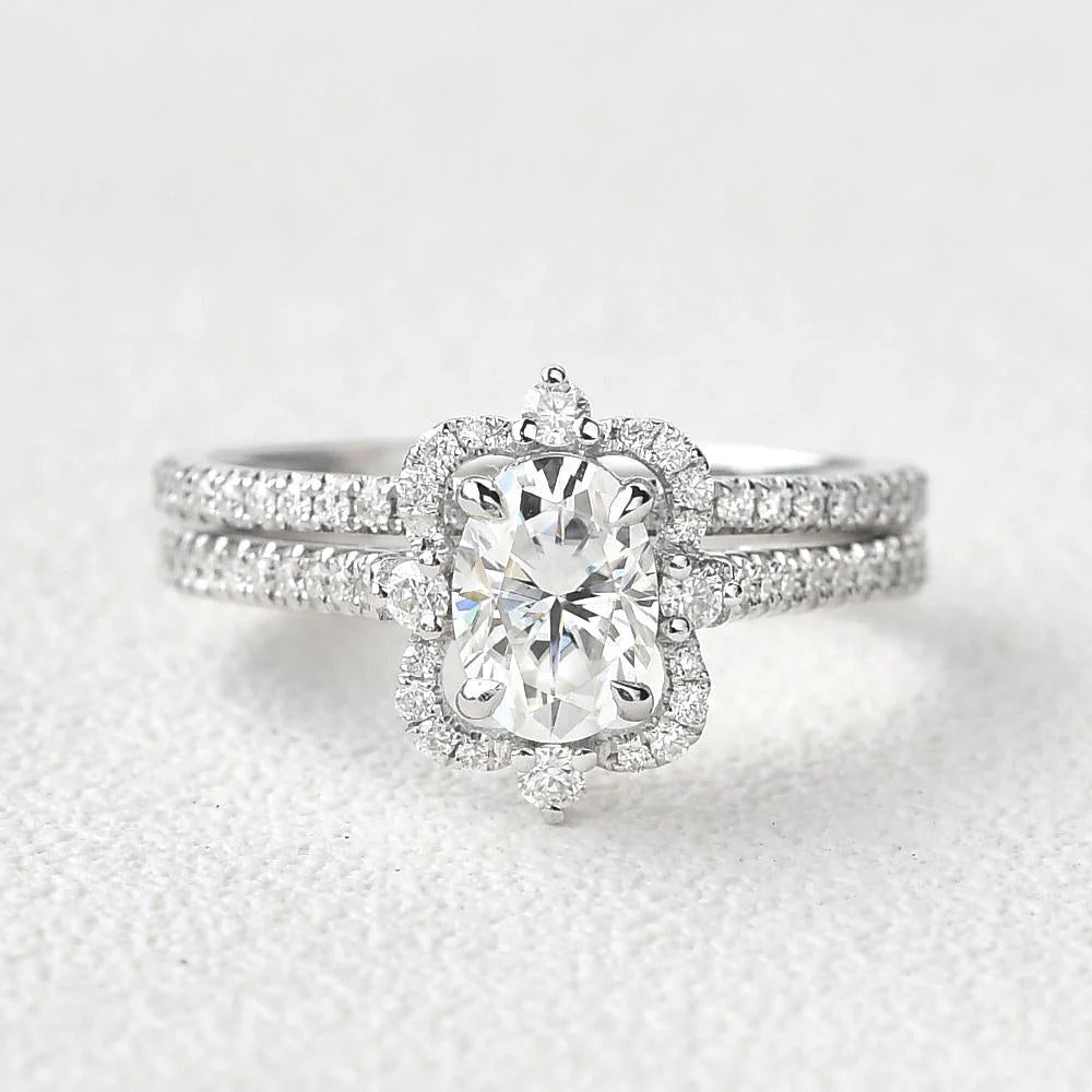 Oval Cut Moissanite Wedding Bridal Ring Set Mapple Gems