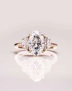 Load image into Gallery viewer, Oval Three Stone Moissanite Engagement Ring