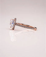 Load image into Gallery viewer, Oval Solitaire and Round Pave Wedding Rings