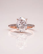 Load image into Gallery viewer, Oval Moissanite Engagement Ring Set with Pave Band