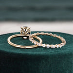 Load image into Gallery viewer, Affordable Oval Moissanite Solitaire Engagement and Wedding Ring Set