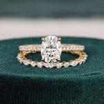 Load image into Gallery viewer, Oval Cut Moissanite Solitaire Engagement Ring with Matching Band