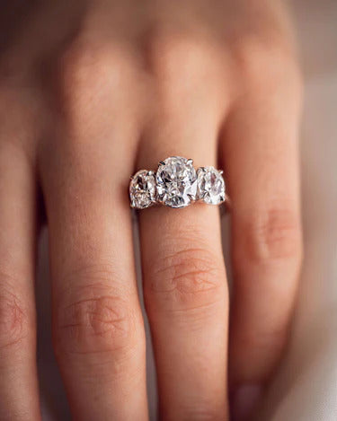 Solid Gold Three Stone Moissanite Ring