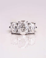 Load image into Gallery viewer, Three Stone Oval Moissanite Engagement Ring