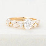 Load image into Gallery viewer, Elegant Oval Solitaire Moissanite Bridal Wedding Ring Set USA