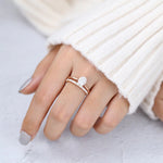 Load image into Gallery viewer, Affordable Oval Moissanite Solitaire Engagement and Wedding Ring Set