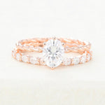 Load image into Gallery viewer, Oval Moissanite Solitaire Wedding Bridal Ring Set Mapple Gems