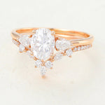 Load image into Gallery viewer, Elegant Oval Three Stones Moissanite Bridal Wedding Ring Set USA
