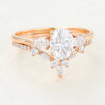 Load image into Gallery viewer, Oval Moissanite Bridal Jewelry Set with Three Stones