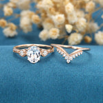 Load image into Gallery viewer, Oval Shaped Moissanite Engagement Ring with Matching Band