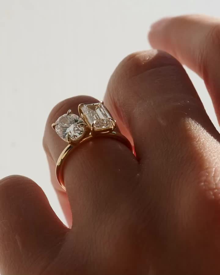 Solid Gold Toi et Moi Bridal Ring