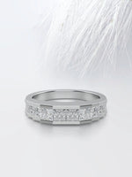 Load image into Gallery viewer, PRINCESS CUT MOISSANITE CHANNEL SET DIAMOND WEDDING BAND Mapple Gems
