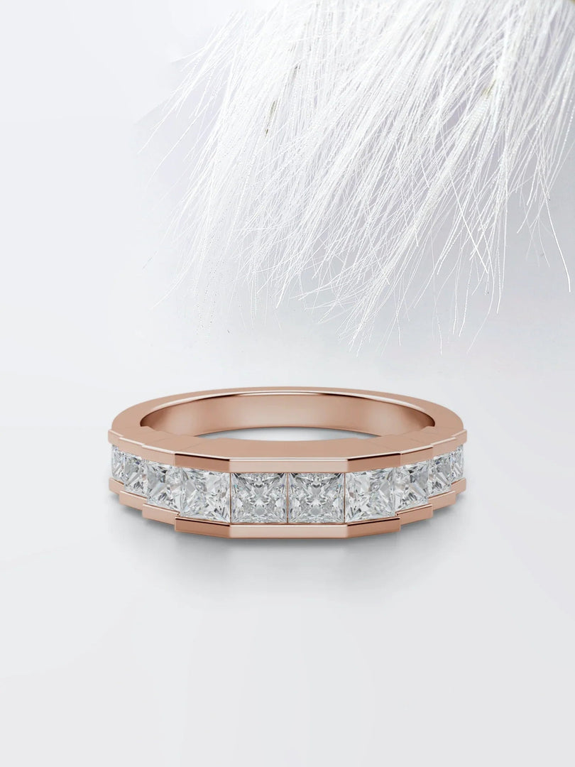 PRINCESS CUT MOISSANITE CHANNEL SET DIAMOND WEDDING BAND Mapple Gems