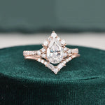 Load image into Gallery viewer, 1.50 CT Pear Cut Art Deco Moissanite Bridal Wedding Ring Set Mapple Gems