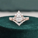 Load image into Gallery viewer, 1.50 CT Pear Cut Art Deco Moissanite Bridal Wedding Ring Set Mapple Gems