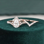 Load image into Gallery viewer, 1.50 CT Pear Cut Art Deco Moissanite Bridal Wedding Ring Set Mapple Gems