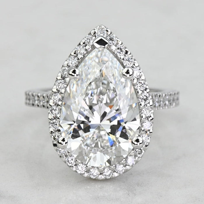 3.00 CT Pear Cut Lab Grown Diamond Halo Engagement Ring Mapple Gems