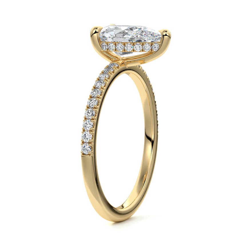 2.00 CT Pear Cut Lab Grown Diamond Pave Setting Engagement Ring Mapple Gems