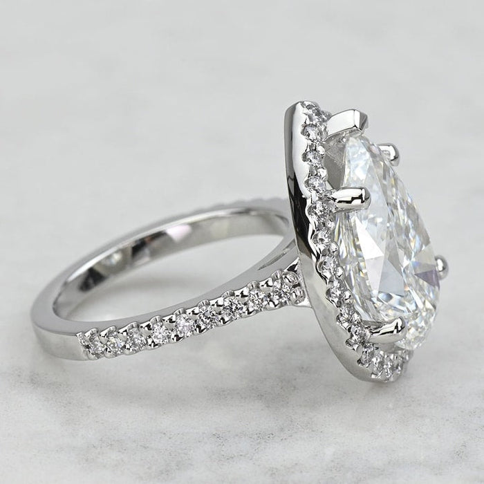 3.00 CT Pear Cut Lab Grown Diamond Halo Engagement Ring Mapple Gems