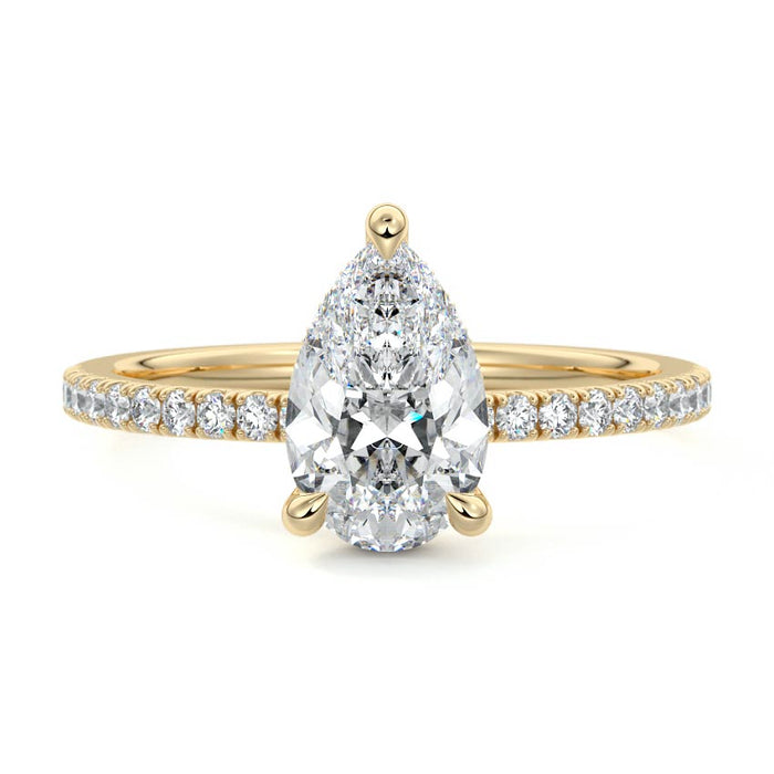 2.00 CT Pear Cut Lab Grown Diamond Pave Setting Engagement Ring Mapple Gems