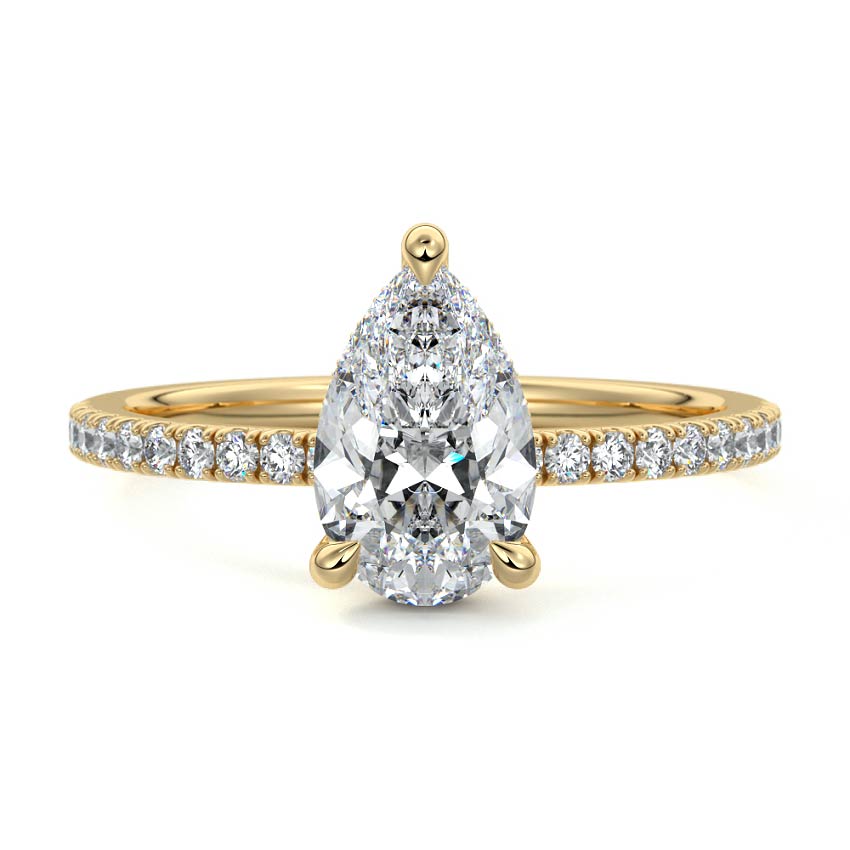 2.00 CT Pear Cut Lab Grown Diamond Pave Setting Engagement Ring Mapple Gems
