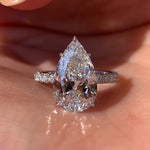 Load image into Gallery viewer, Solid Gold Pear Engagement Ring with Hidden Halo