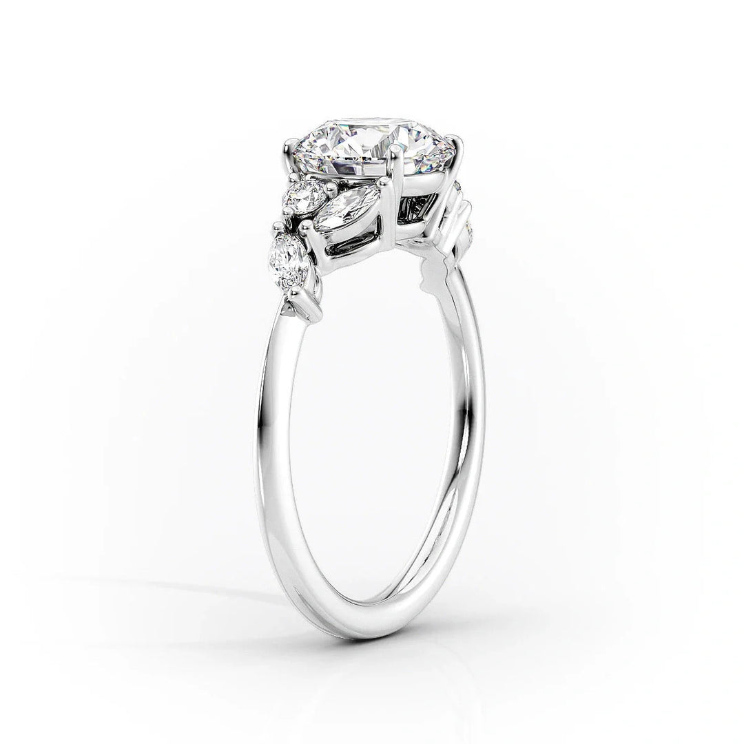 Handmade Tear Drop Cluster Solitaire Ring