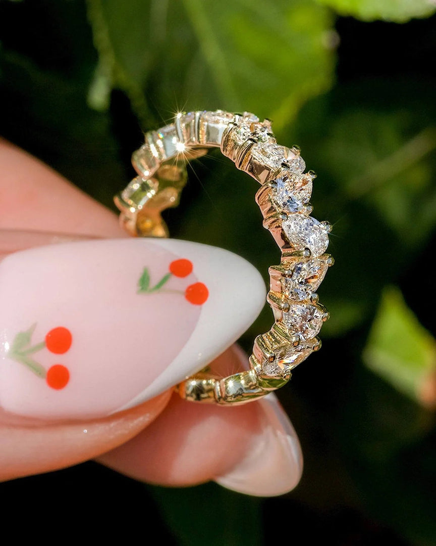 1.50CTW Pear Cut Moissanite Full Eternity Wedding Band Mapple Gems