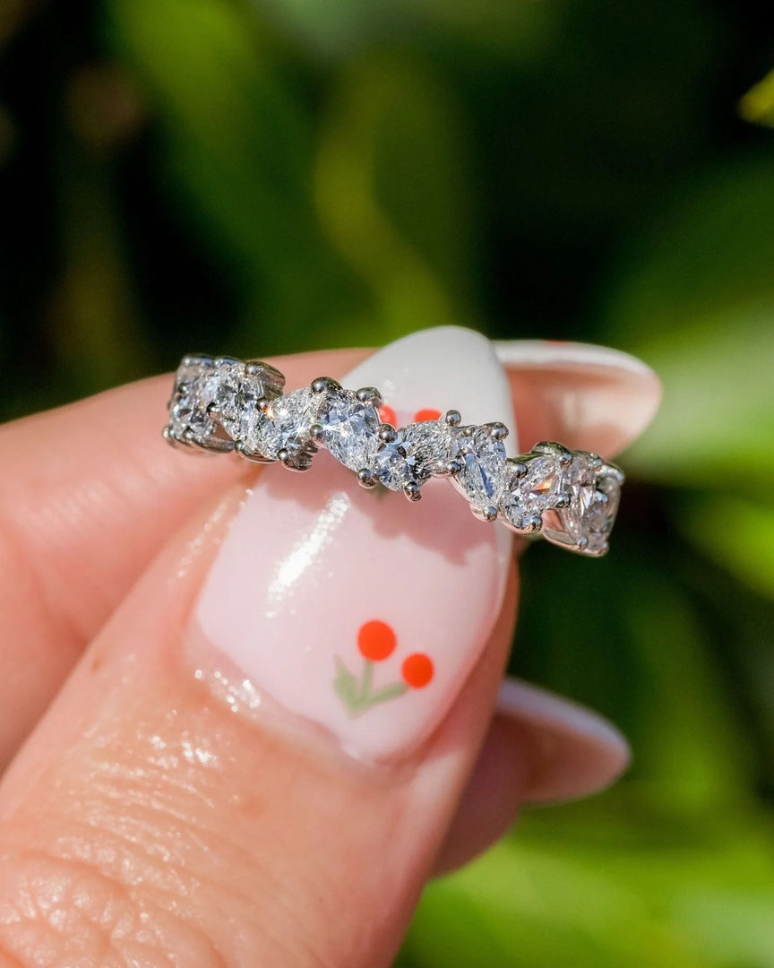 1.50CTW Pear Cut Moissanite Full Eternity Wedding Band Mapple Gems