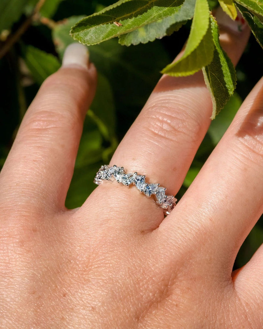 1.50CTW Pear Cut Moissanite Full Eternity Wedding Band Mapple Gems
