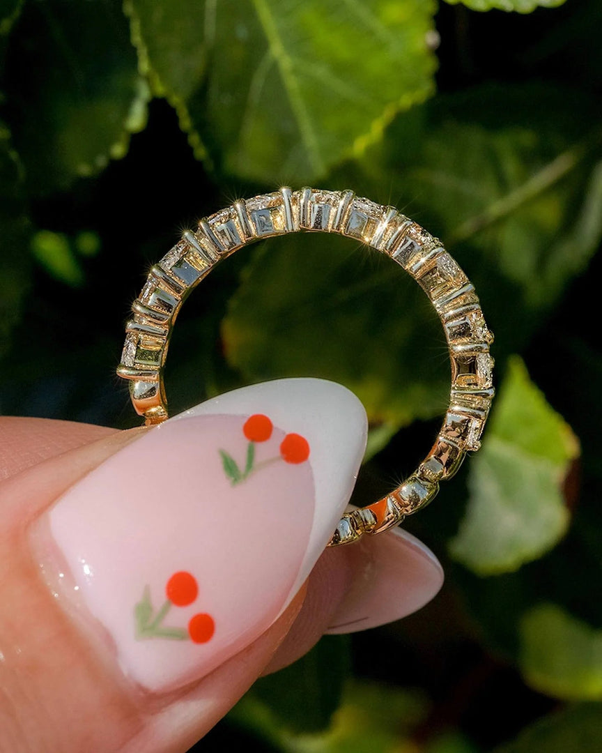 1.50CTW Pear Cut Moissanite Full Eternity Wedding Band Mapple Gems