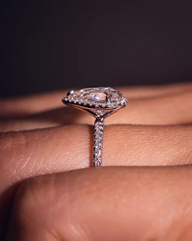 Big Pear Cut Moissanite Anniversary Ring