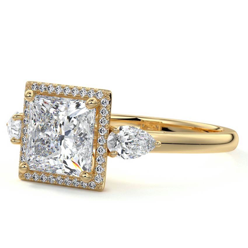2.50 CT Princess Cut Lab Grown Diamond Three Stone Engagement Ring Mapple Gems