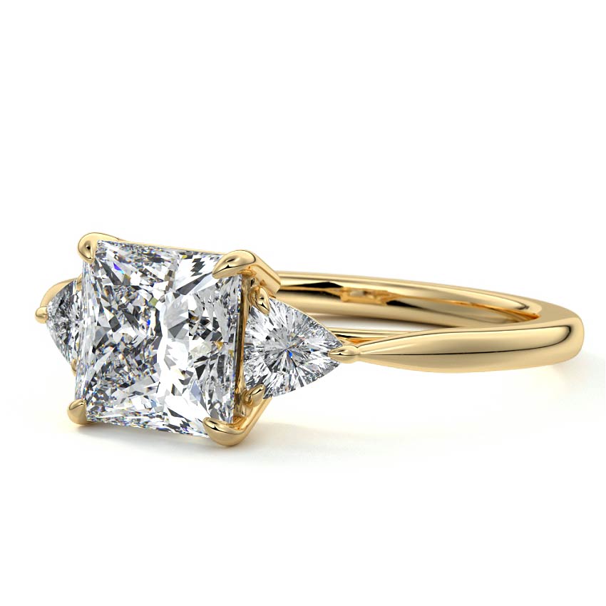 2.00 CT Princess Cut Lab Grown Diamond Three Stone Engagement Ring Mapple Gems