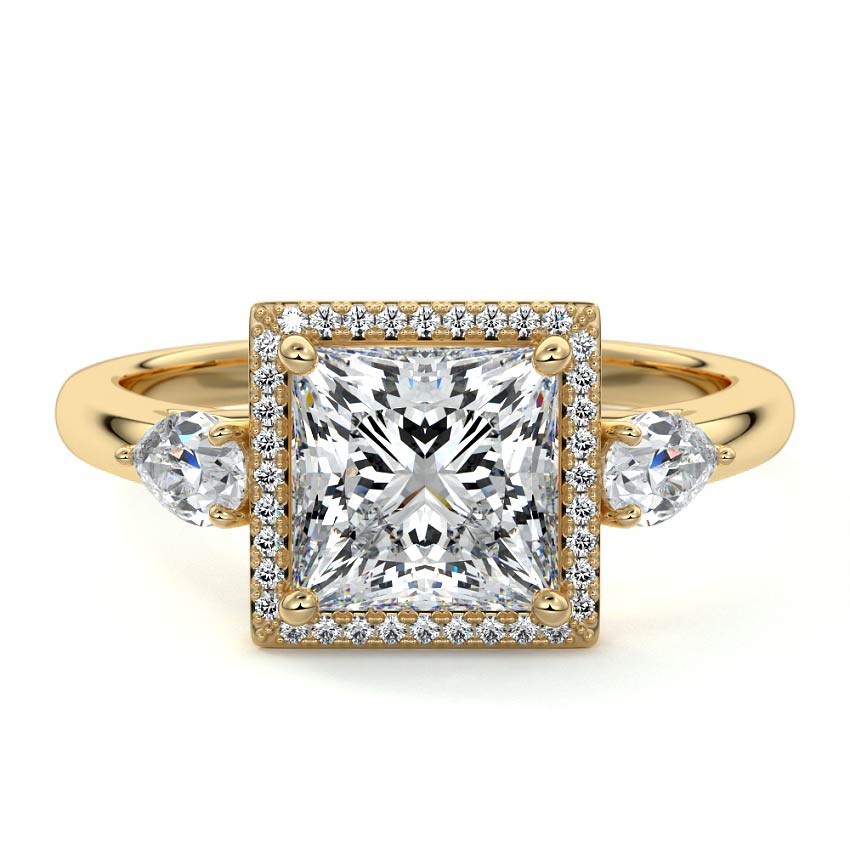 2.50 CT Princess Cut Lab Grown Diamond Three Stone Engagement Ring Mapple Gems