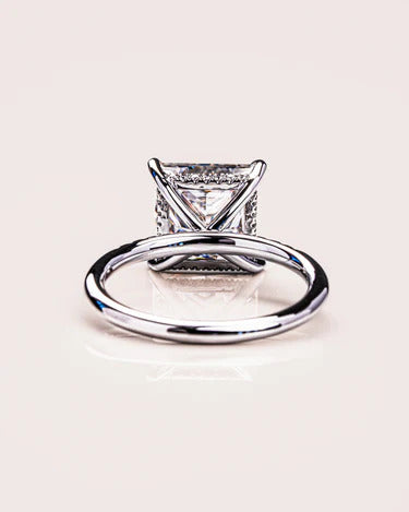 2.00 CT Princess Cut Hidden Halo Moissanite Engagement Ring Mapple Gems